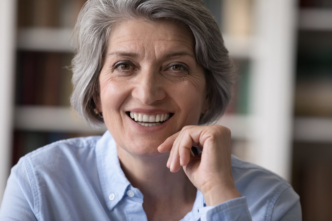 Profile picture of happy attractive middle-aged entrepreneur woman